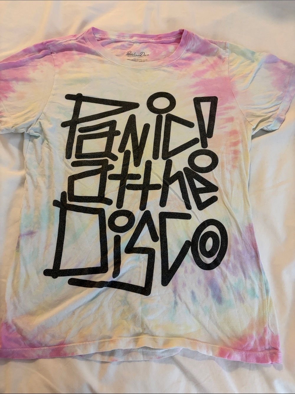 Panic At The Disco Tie-Dye Short Sleeve Graphic Baby Tee - Pink & Purple